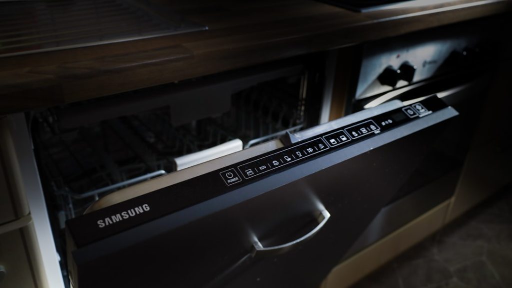 A samsung dishwasher in a kitchen